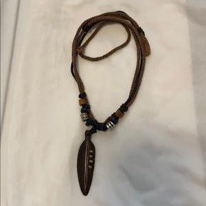 Wooden Feather Necklace